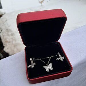 Silver Diamond Chain and Earrings Set😍😍😍